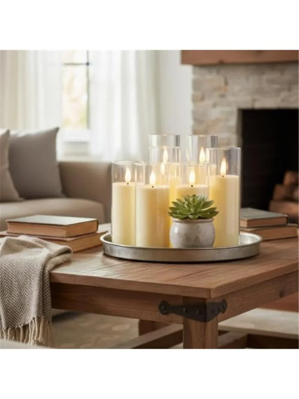 Ivory Flameless LED Candles Set of 9 Battery Operated Remote Control Timer Decor